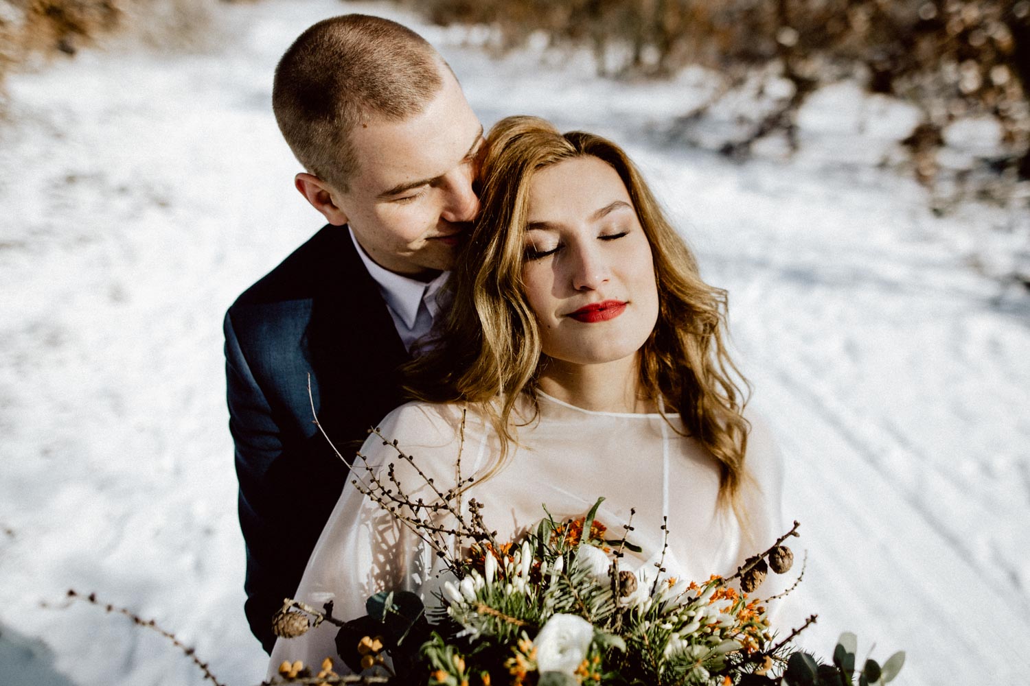 Zimní svatba, svatební fotograf Znojmo, láska, svatební fotografie